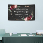 Banderoles Noir Chalkboard Bourgogne Gold Rose Boho Mariage (Salon professionnel)