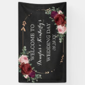 Banderoles Noir Chalkboard Bourgogne Gold Rose Boho Mariage (Vertical)