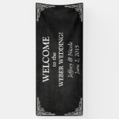 Banderoles Noir Chalkboard Rustique Blanc Flourds Mariage (Vertical)