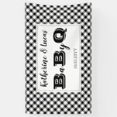 Banderoles Noir | Chèques blancs Bébé Q BBQ Douche (Vertical)