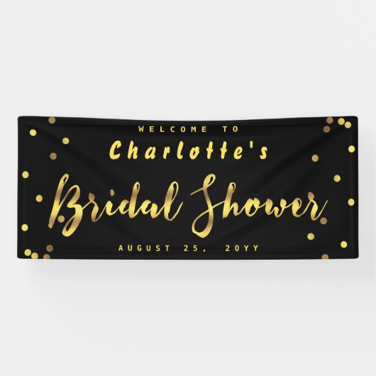 Banderoles Noir chic de confettis d'or de Faux de Fête de la (Horizontal)