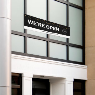 Banderoles Noir Confetti Or Nous sommes ouverts aux affaires