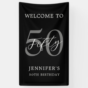 Banderoles Noir et blanc moderne Élégant 50e anniversaire