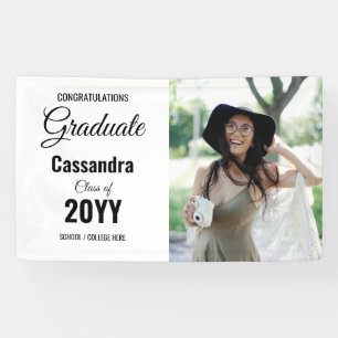 Banderoles Noir et blanc Moderne Photo Graduation