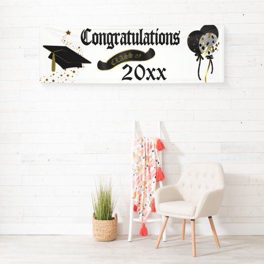 Banderoles Noir et classe d'obtention du diplôme d'or de (En situation)