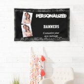 Banderoles Noir et notes musicales d'argent (En situation)