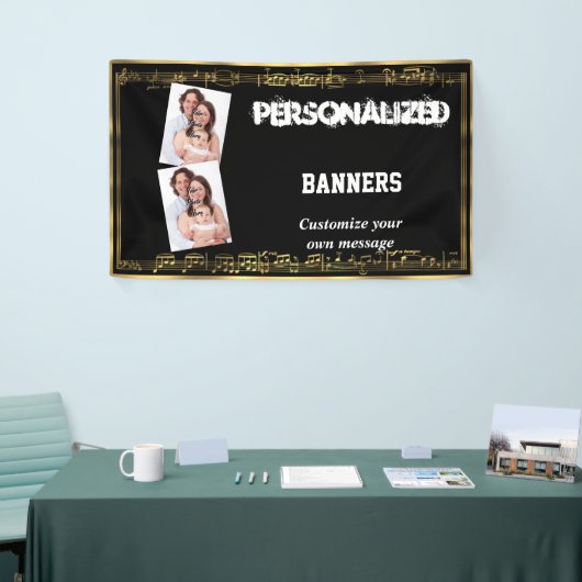 Banderoles Noir et notes musicales d'or (Salon professionnel)