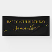 Banderoles Noir et or 40e anniversaire Simple Swash Nom (Horizontal)