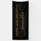Banderoles Noir et Or 50e Anniversaire Courbé Nom (Vertical)