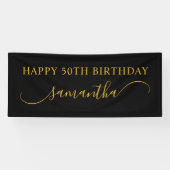Banderoles Noir et Or 50e Anniversaire Courbé Nom (Horizontal)