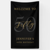 Banderoles Noir et or moderne Elégant 50e anniversaire (Vertical)