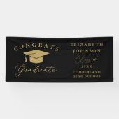 Banderoles Noir Et Or Moderne Élégant Script Graduation (Horizontal)