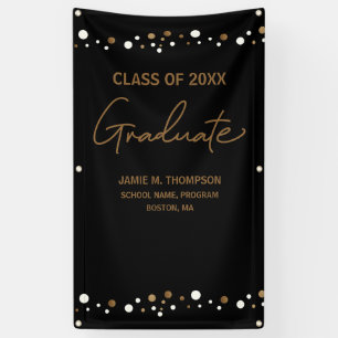 Banderoles Noir Gold Confetti Classe de la classe de toile de