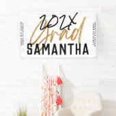 Banderoles Noir Jaune Or Huile Grad Année Custom Chic Banne (En situation)