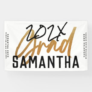 Banderoles Noir Jaune Or Huile Grad Année Custom Chic Banne