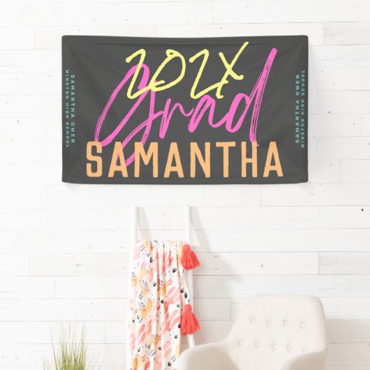 Banderoles Noir Jaune Rose Vert Lycée Grad Funky (En situation)