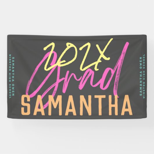 Banderoles Noir Jaune Rose Vert Lycée Grad Funky (Horizontal)