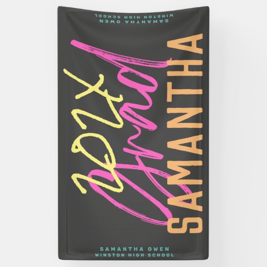 Banderoles Noir Jaune Rose Vert Lycée Grad Funky (Vertical)