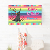 Banderoles Noir Labrador Anniversaire Confetti Horizontal (En situation)