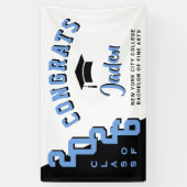 Banderoles Noir moderne Bleu Blanc 2022 Graduation Party (Vertical)