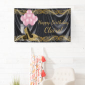 Banderoles Noir Or rose haute chaussures talon Anniversaire B (En situation)