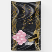 Banderoles Noir Or rose haute chaussures talon Anniversaire B (Vertical)