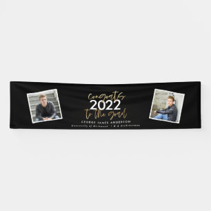 Banderoles Noir + or script moderne multi photo graduation