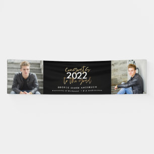 Banderoles Noir + or script moderne multi photo graduation 