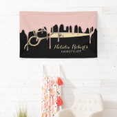 Banderoles Noir rose de ciseaux d'or d'égoutture d'or de (En situation)