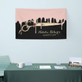 Banderoles Noir rose de ciseaux d'or d'égoutture d'or de (Salon professionnel)