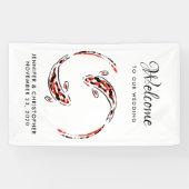 Banderoles Noir & Rouge Japonais Poisson Koi Mariage artistiq (Horizontal)