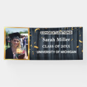 Banderoles noires félicitations graduation 2025 avec nom et p (Horizontal)