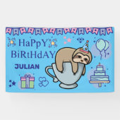 Banderoles NOM D'ANNIVERSAIRE PERSONNALISÉ CutE SLOTH (Horizontal)