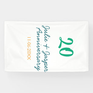 Banderoles nom date anniversaire 20 ans bleu vert orange