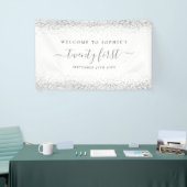 Banderoles Nom de la Parties scintillant Argent Date Bienvenu (Salon professionnel)