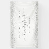 Banderoles Nom de la Parties scintillant Argent Date Bienvenu (Vertical)
