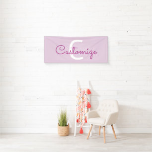 Banderoles Nom de script & monogramme Magenta & Violet clai
