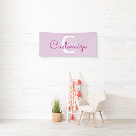 Banderoles Nom de script & monogramme | Magenta & Violet clai (En situation)