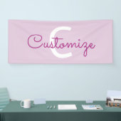 Banderoles Nom de script & monogramme | Magenta & Violet clai (Salon professionnel)