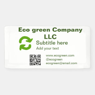 Banderoles nom de société éco verte q r code site web email d