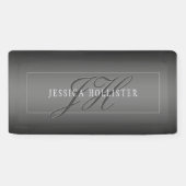 Banderoles Nom élégant et Initiales monogrammes | Noir et gri (Horizontal)