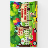 Banderoles Nom et âge d'anniversaire de voiture de course (Vertical)