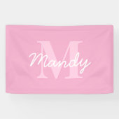 Banderoles Nom et monogramme curieux à l'air mignon | Rose (Horizontal)