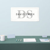 Banderoles Nom et monogramme modernes | Blanc Noir & Gris (Salon professionnel)