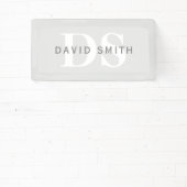 Banderoles Nom et monogramme modernes | Gris clair et blanc f (Insitu)