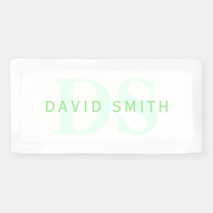 Banderoles Nom et monogramme modernes   Vert et blanc