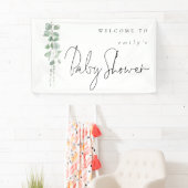 Banderoles Nom Eucalyptus Bienvenue au Baby shower (En situation)
