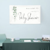 Banderoles Nom Eucalyptus Bienvenue au Baby shower (Salon professionnel)