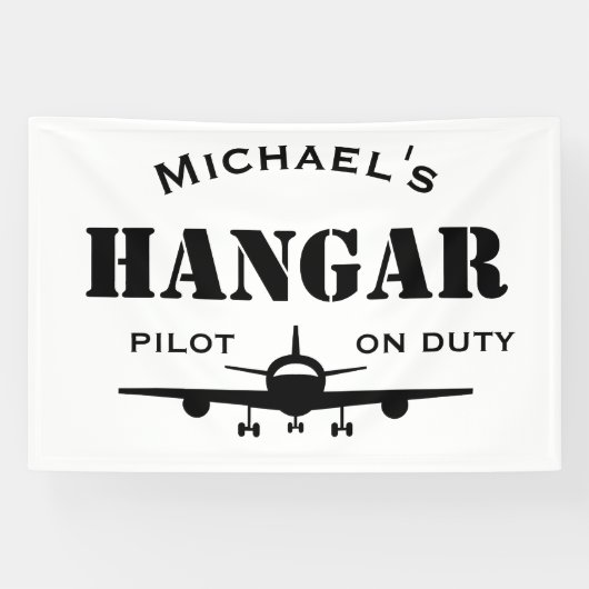 Banderoles Nom Hangar, Avion, Pilote en service, Aviation Cus (Horizontal)