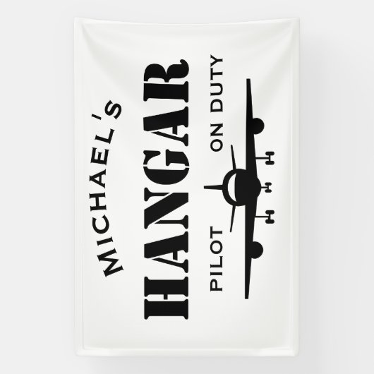 Banderoles Nom Hangar, Avion, Pilote en service, Aviation Cus (Verticale)